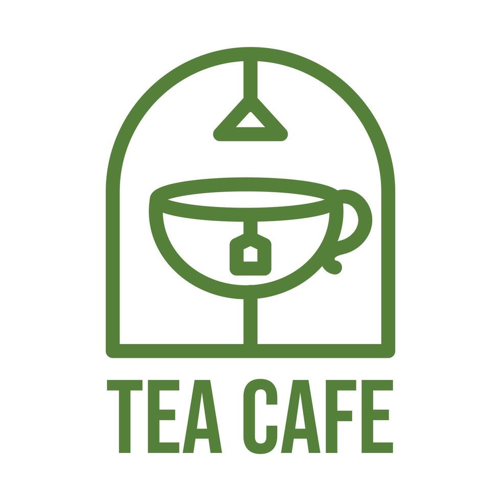 tea cafe flat minimalist logo design vector