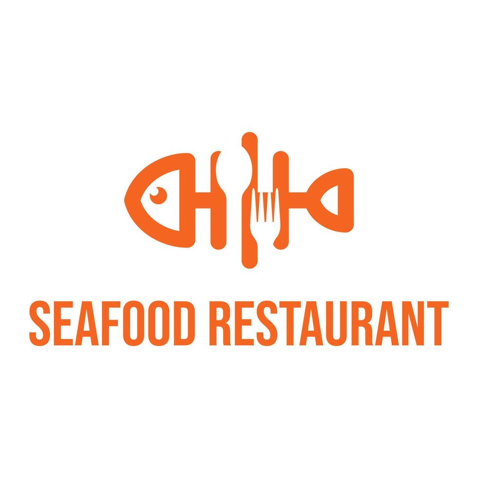 seafood restaurant flat minimalist logo design vector