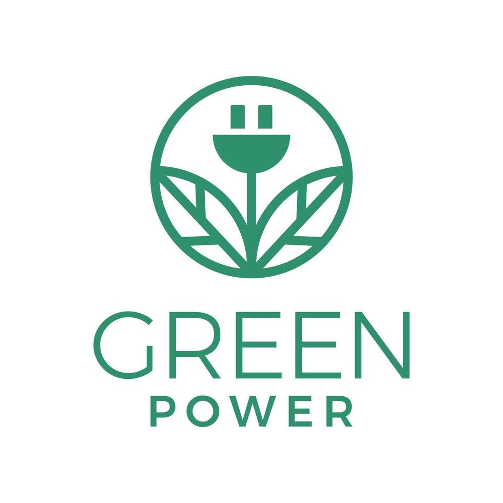 green power flat minimalist logo design vector