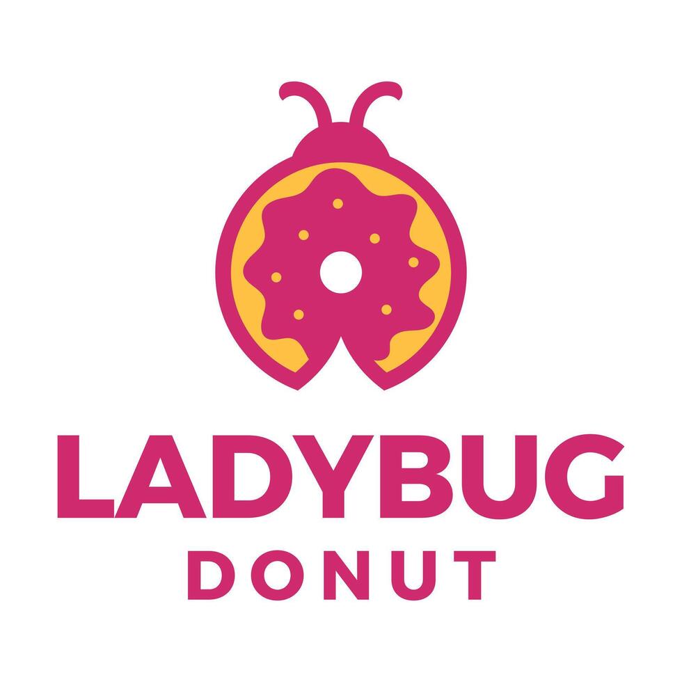 ladybug donut flat minimalist logo design vector