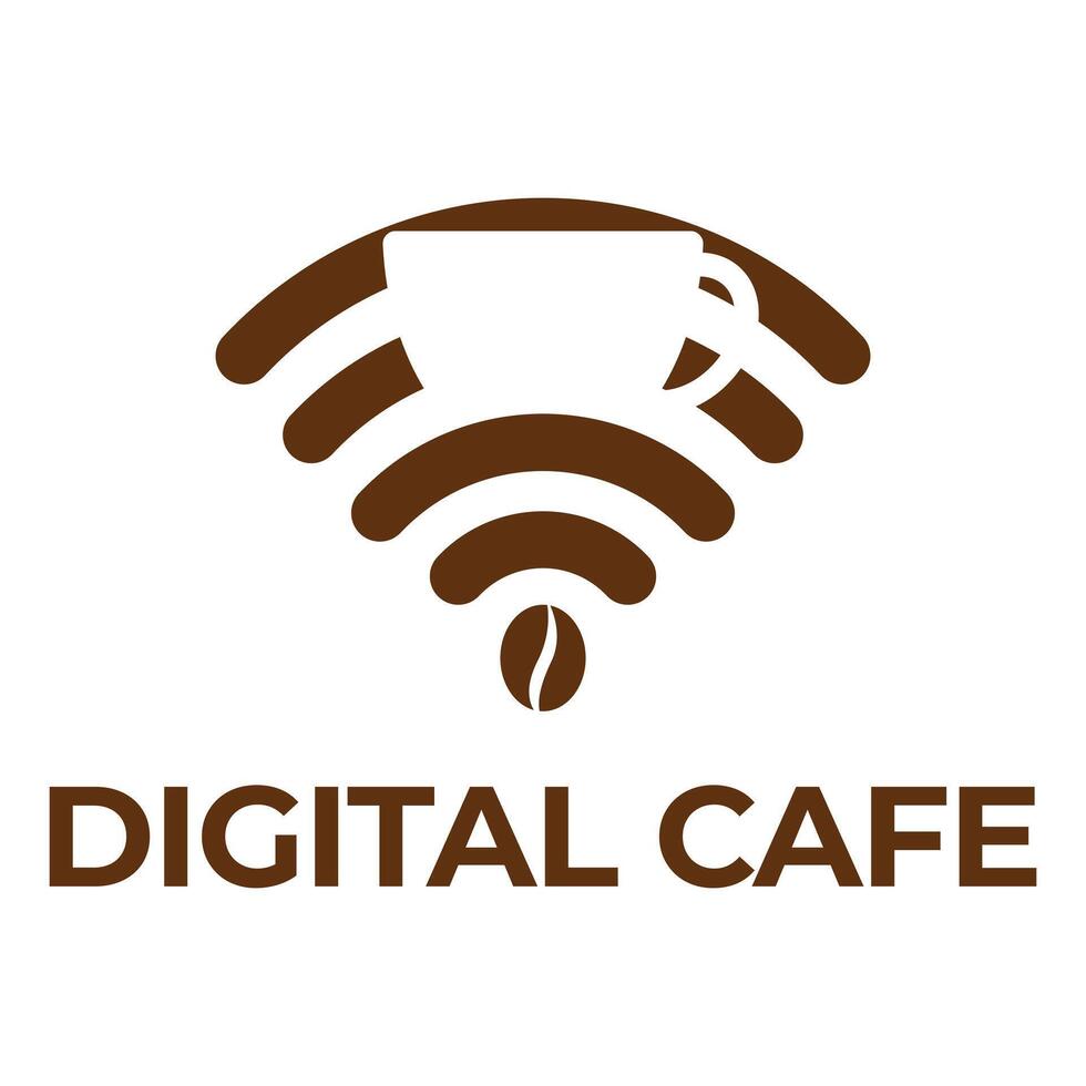 digital cafe flat minimalist logo design vector