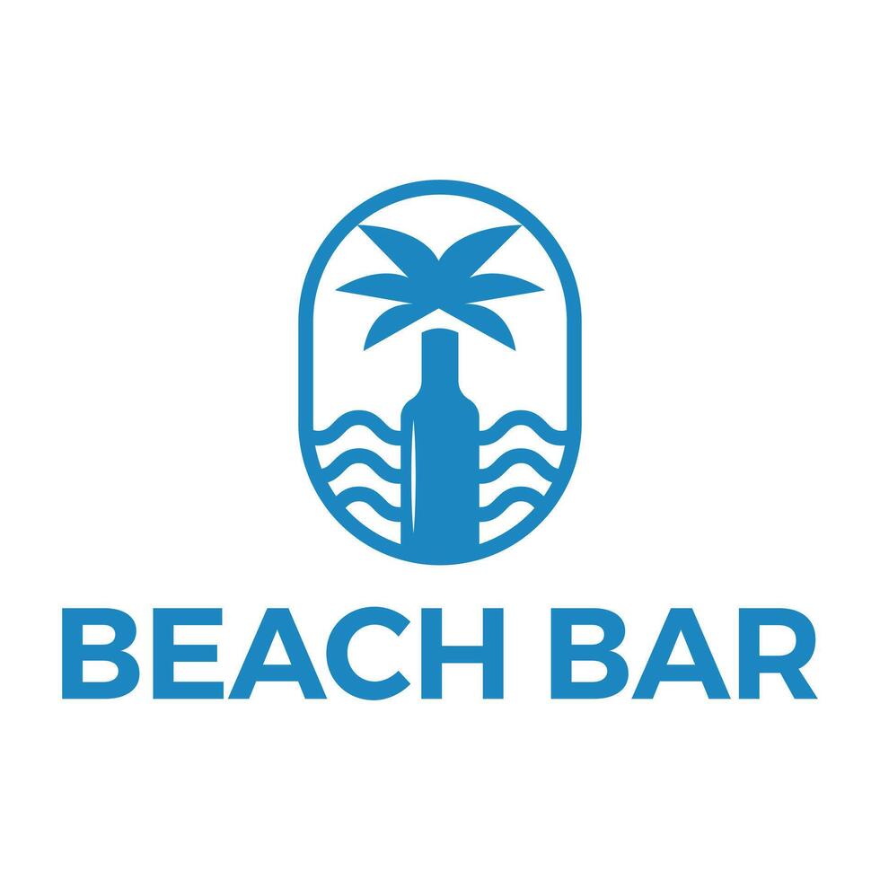 beach bar flat minimalist logo design vector