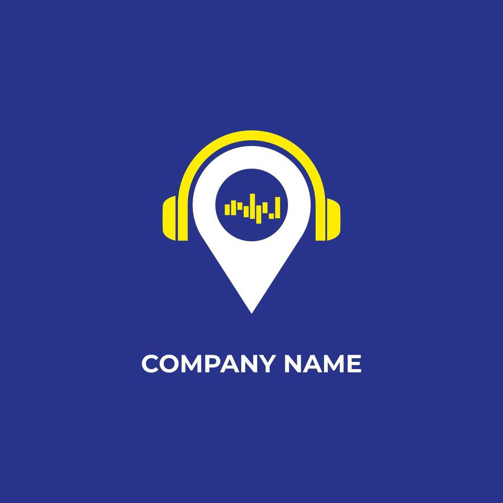 A logo headphones whit icon sound and maps vector