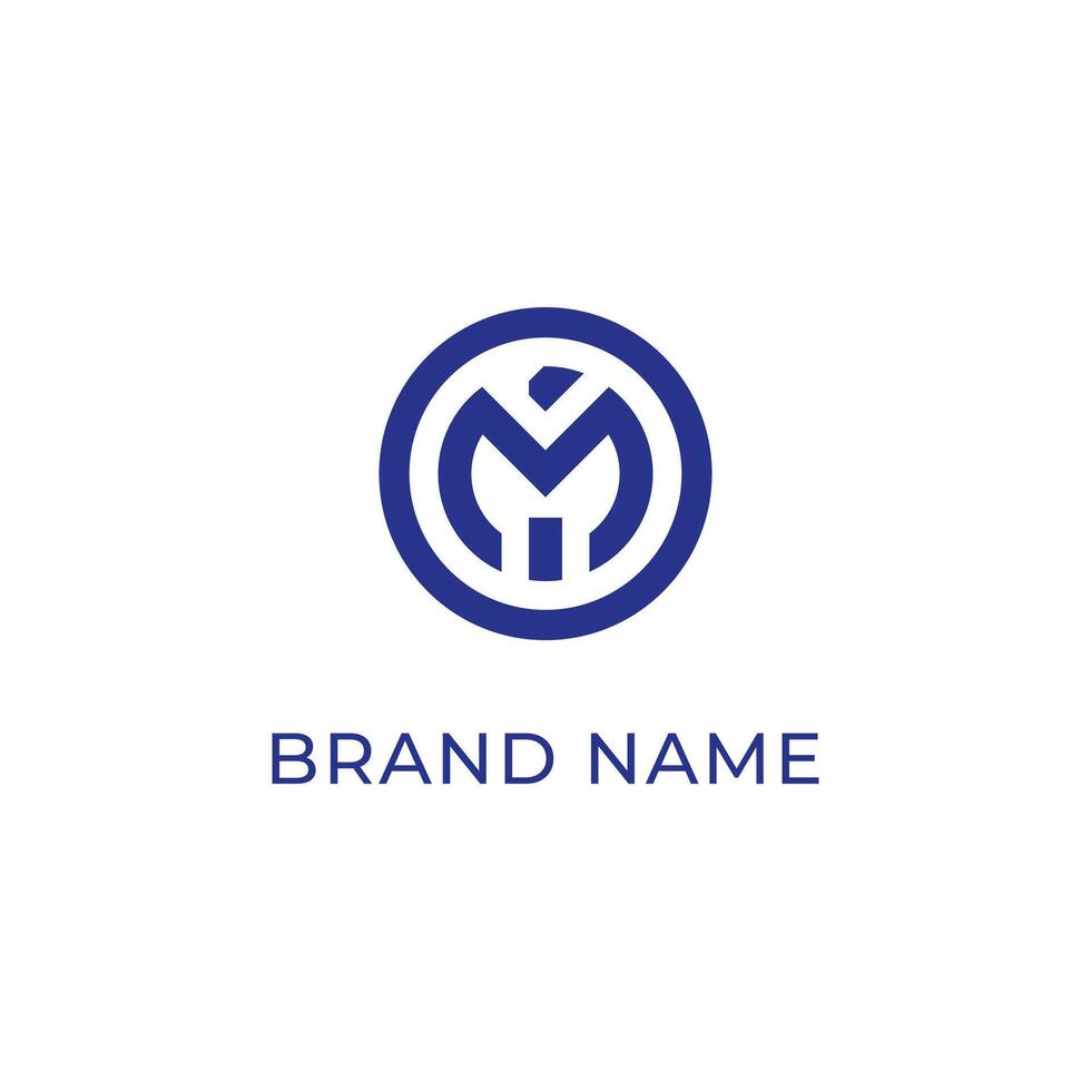 A blue logo with the letter m in the middle vector