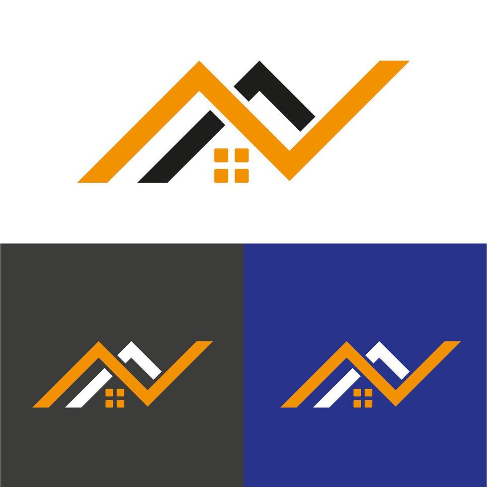 Modern letter NA combined with house and a mountain logo vector