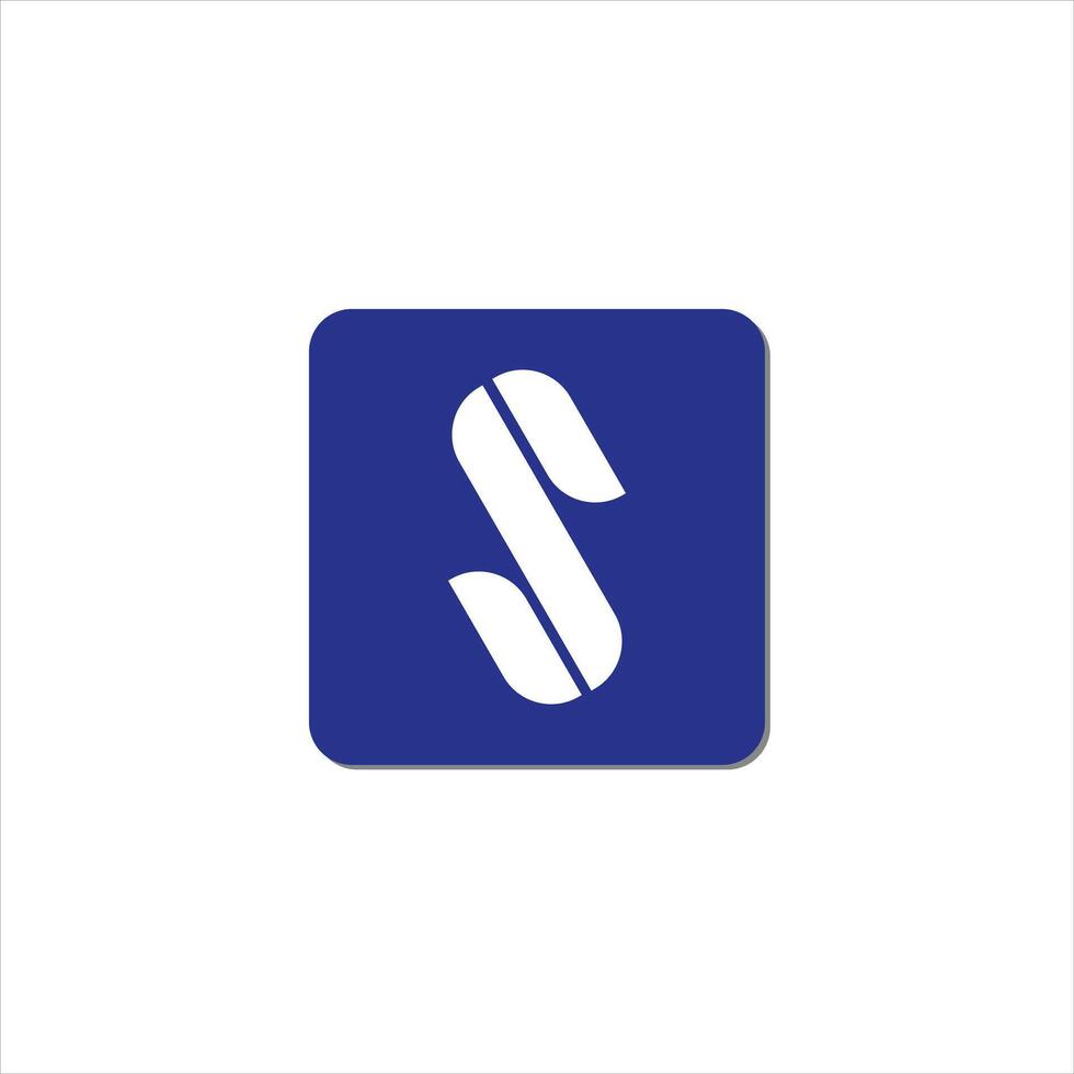 A blue square with the letter s on it vector