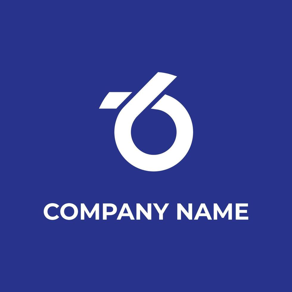Minimalist letter O6 . A sleek and modern company logo featuring a unique symbol on a royal blue background. Ideal for businesses, branding, and corporate identity projects vector