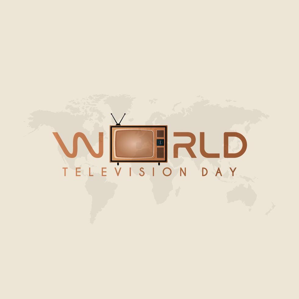 Typography for World Television Day Design, with an illustration of a television on the word WORLD vector