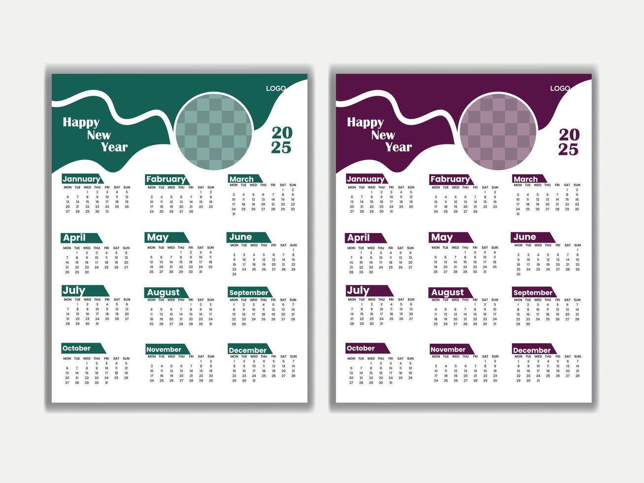 Wall Calendar 2025 design vector