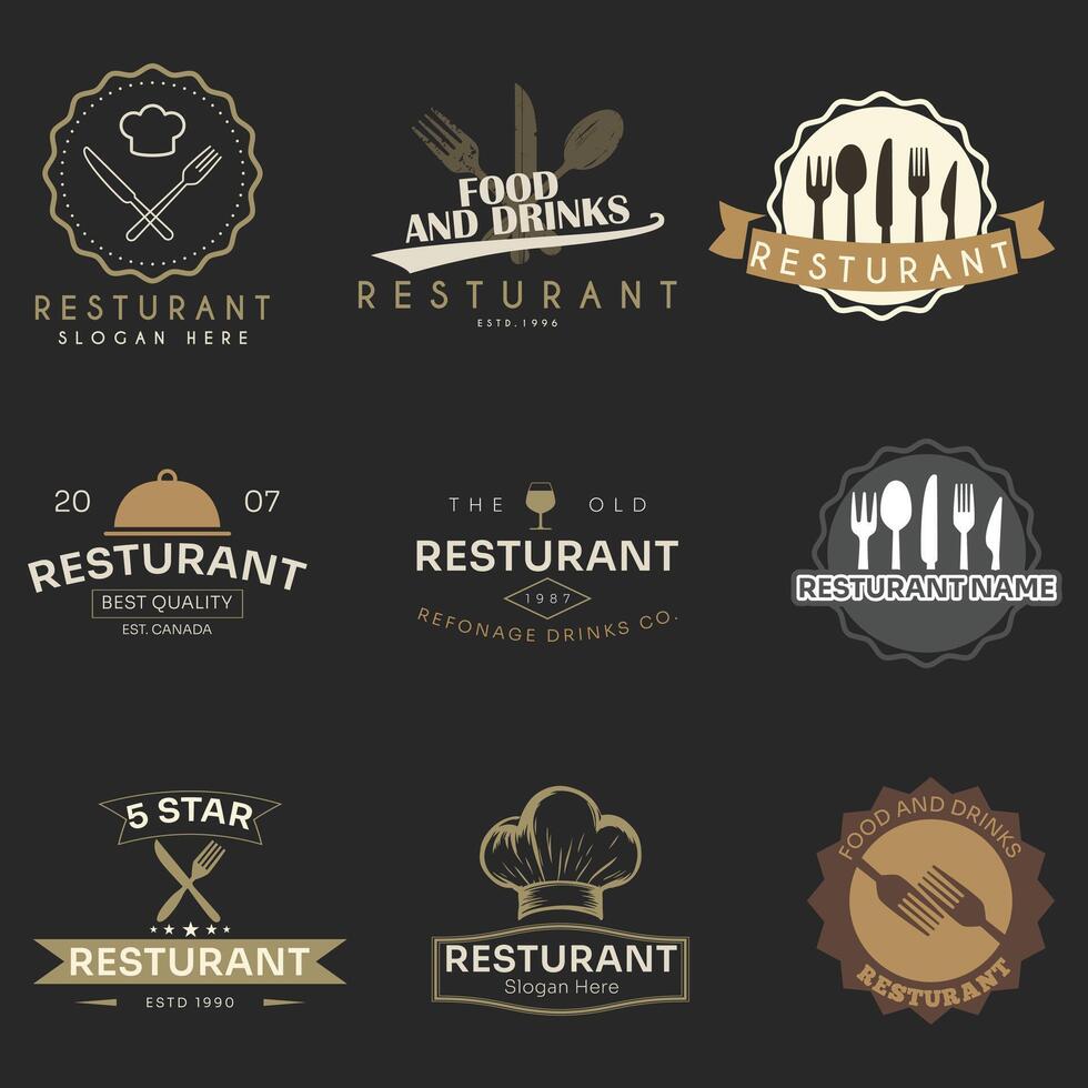 Vintage Retro Restaurant Logo Template Collection vector