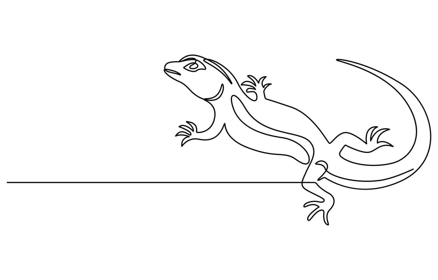 Line art Lizard isolated on transparent background vector