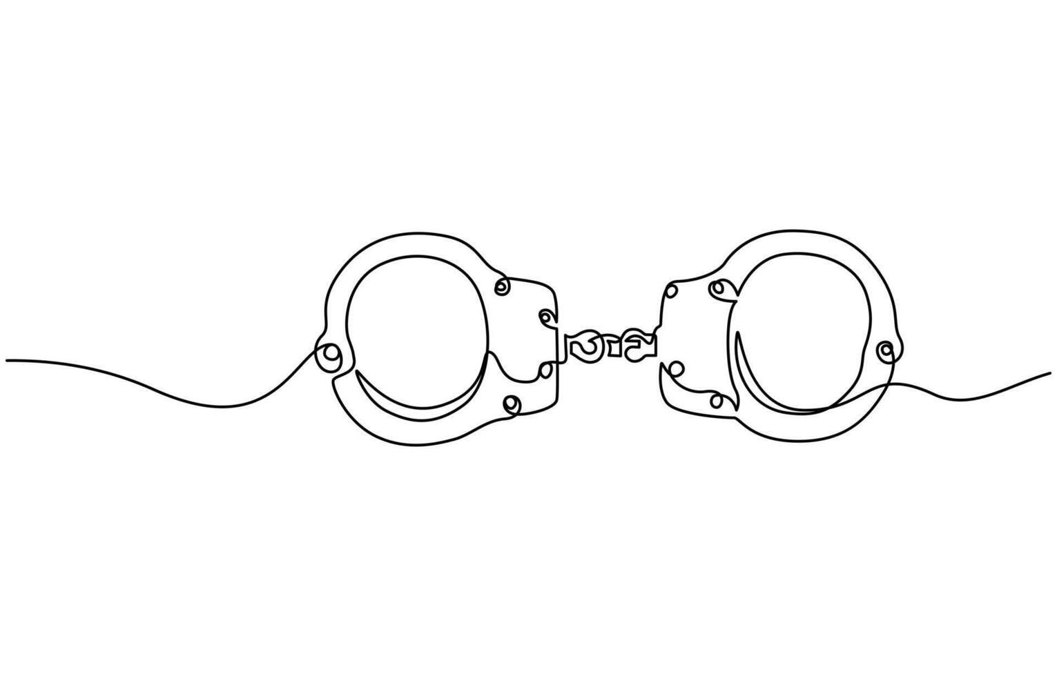 one line drawing of isolated object handcuffs vector