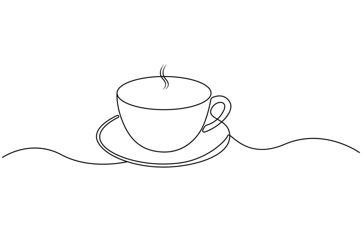 Single line art illustration hot drink on transparent background vector