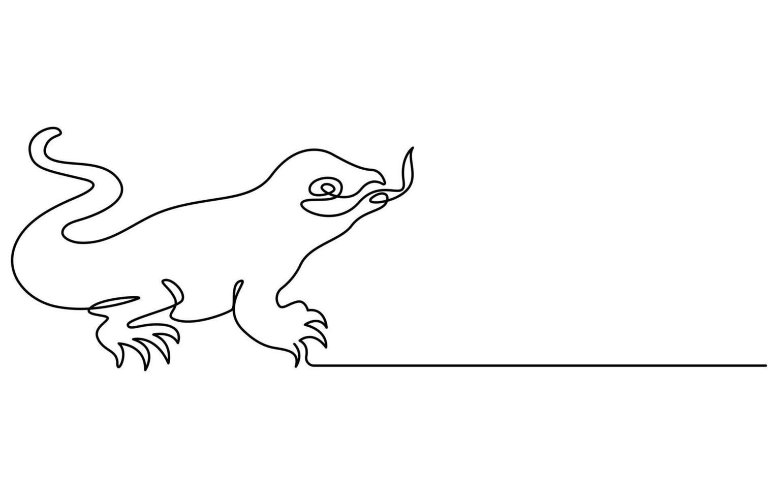 one line continuous Lizard vector