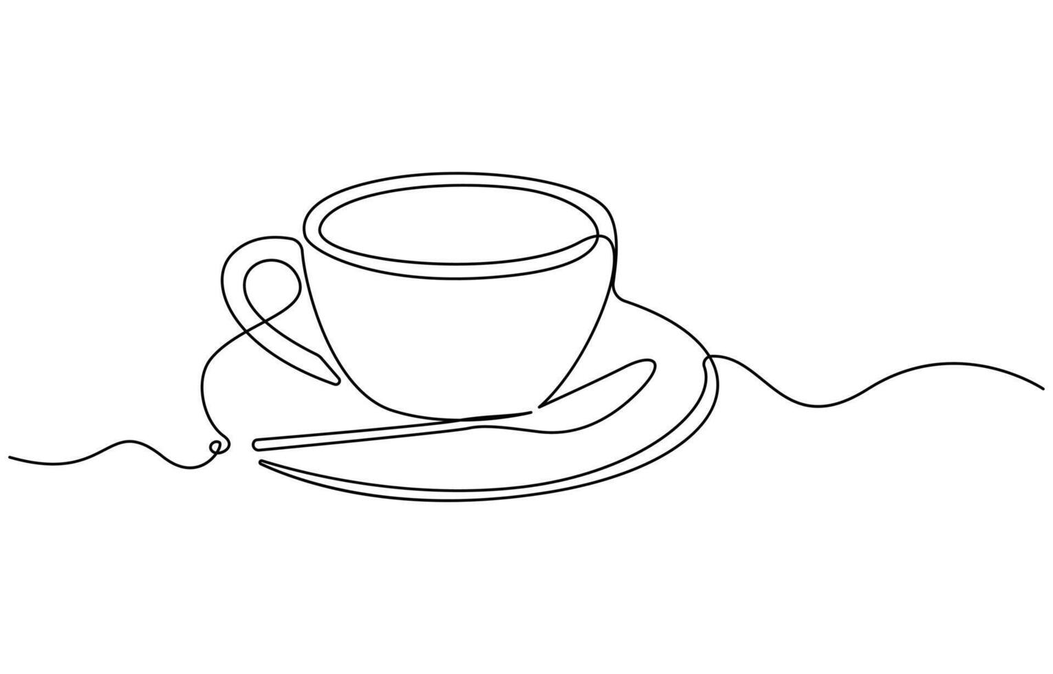 one line drawing cup of hot coffee graphic design vector