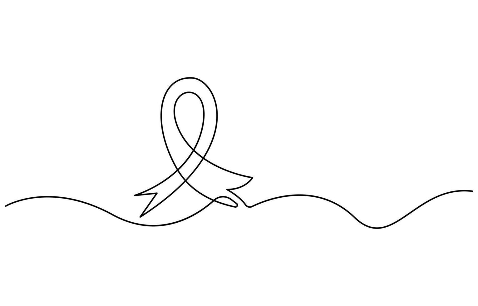 One line art of ribbon cancer as a border in continuous vector