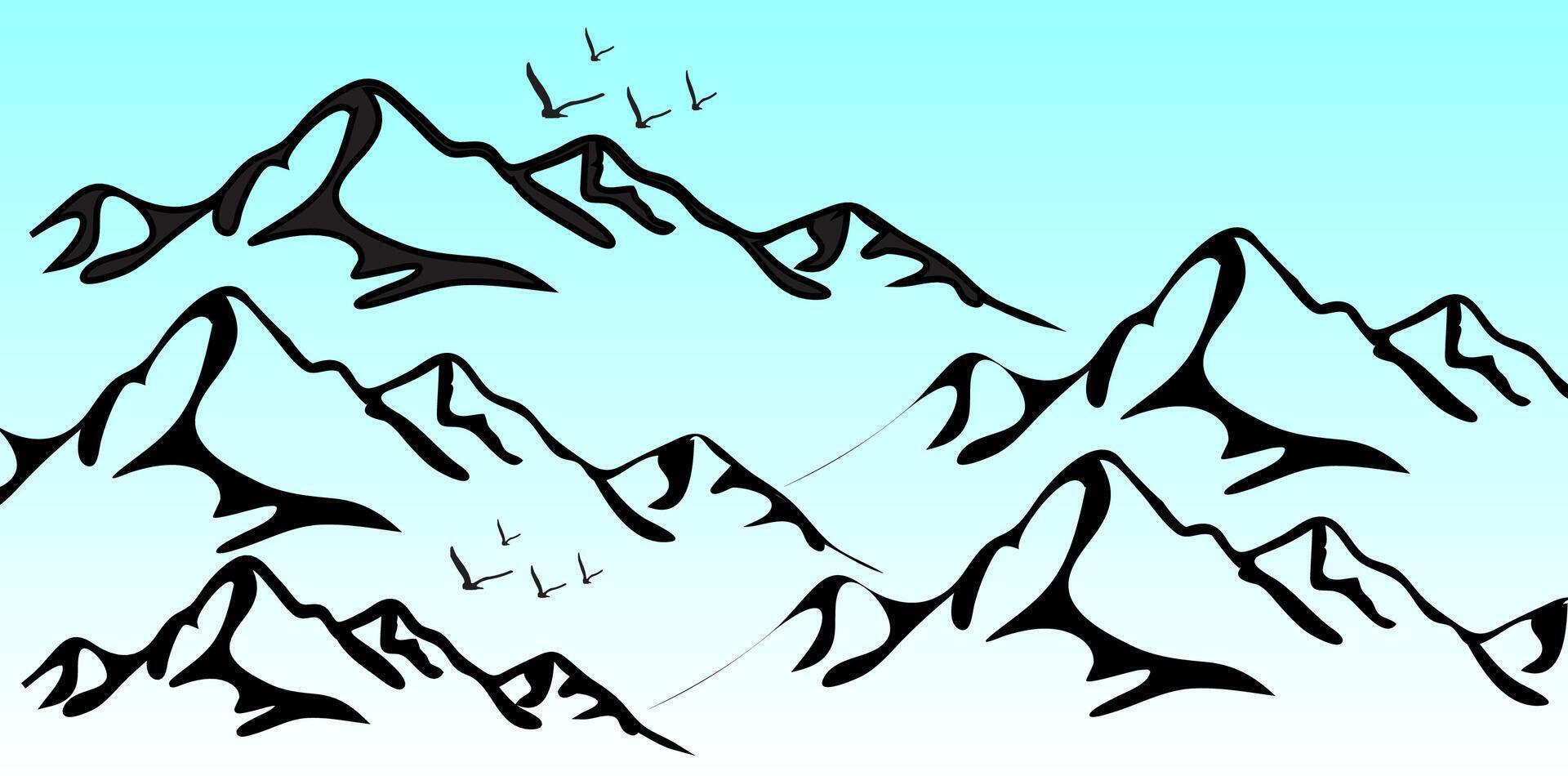 mountains silhouette Outline vector