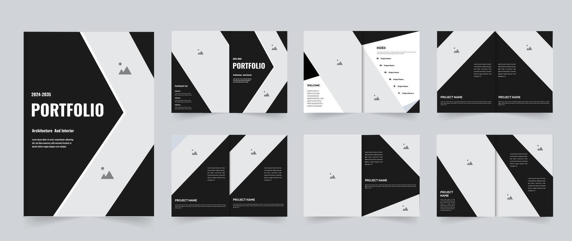 Architecture Portfolio template design modern black and white portfolio layout design template vector