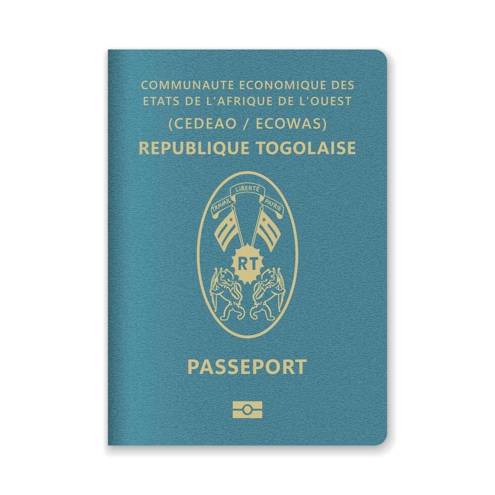 Togo Passport Cover with Gold Emblem and Text vector