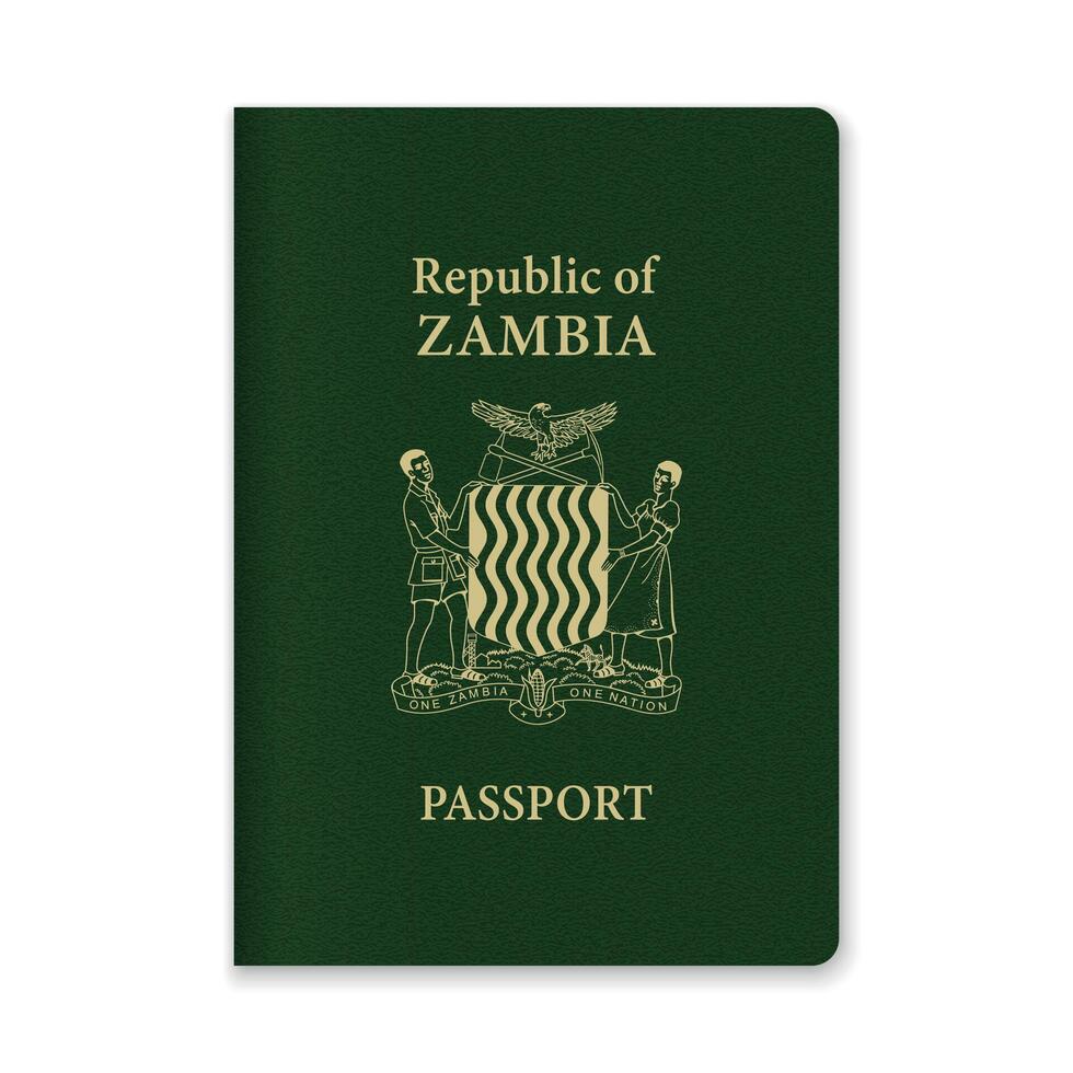 Zambia Passport Cover with Gold Emblem and Text vector