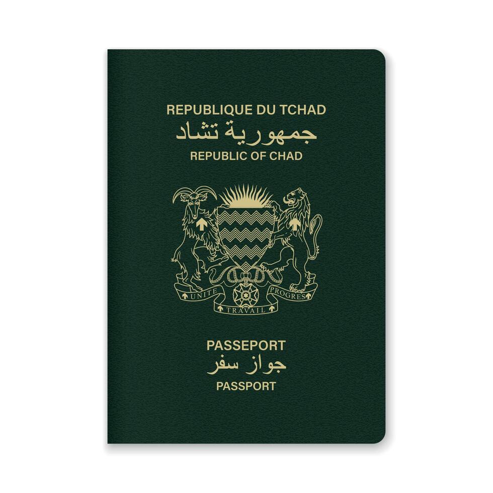 Chad Passport Cover with Gold Emblem and Text vector
