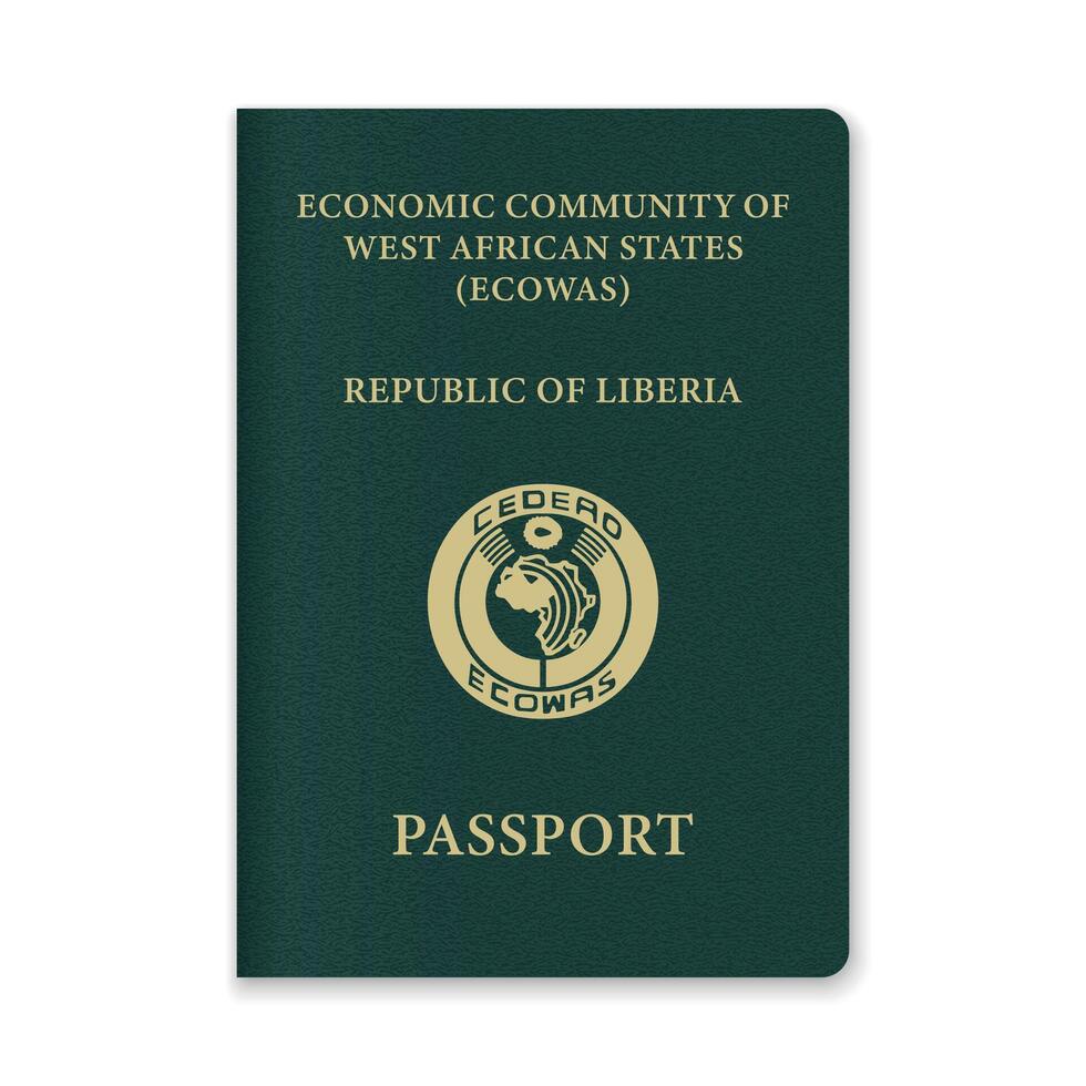 Liberia Passport Cover with Gold Emblem and Text vector