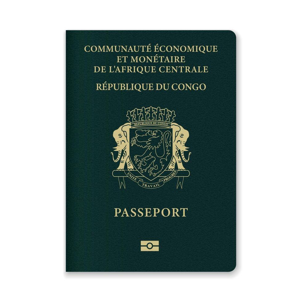 Congo Passport Cover with Gold Emblem and Text vector