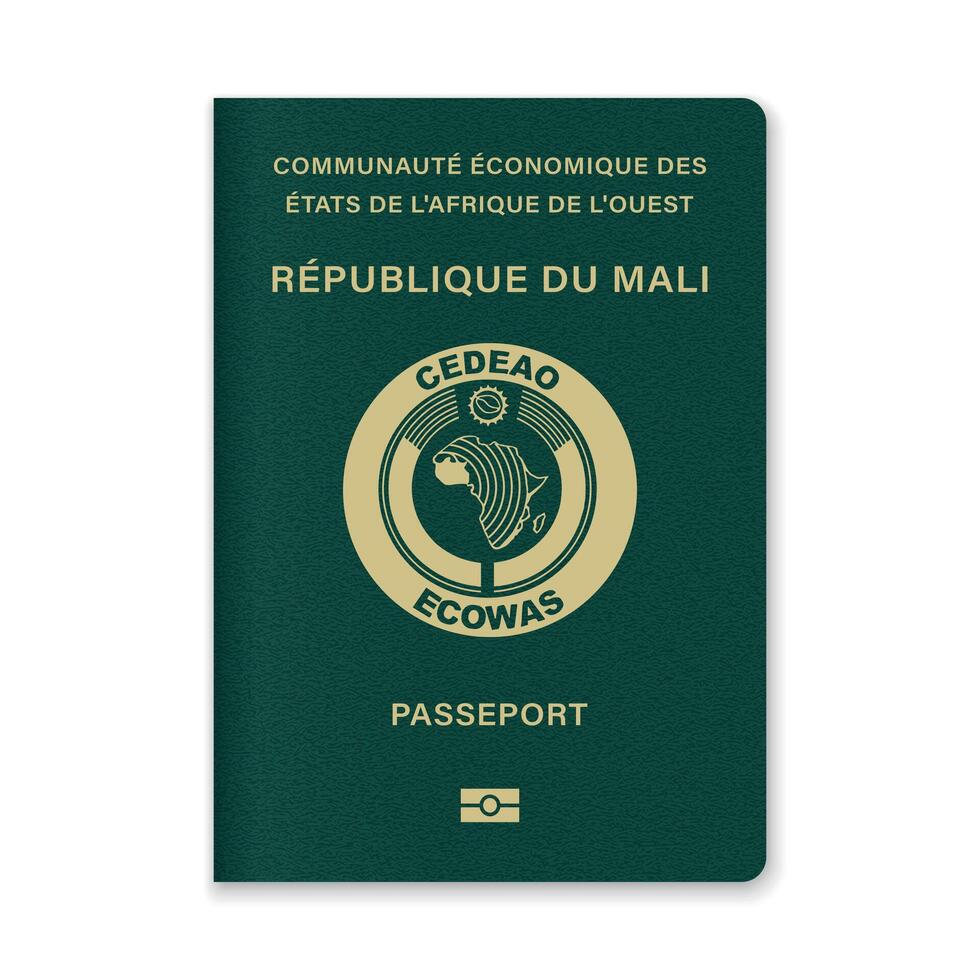 Mali Passport Cover with Gold Emblem and Text vector
