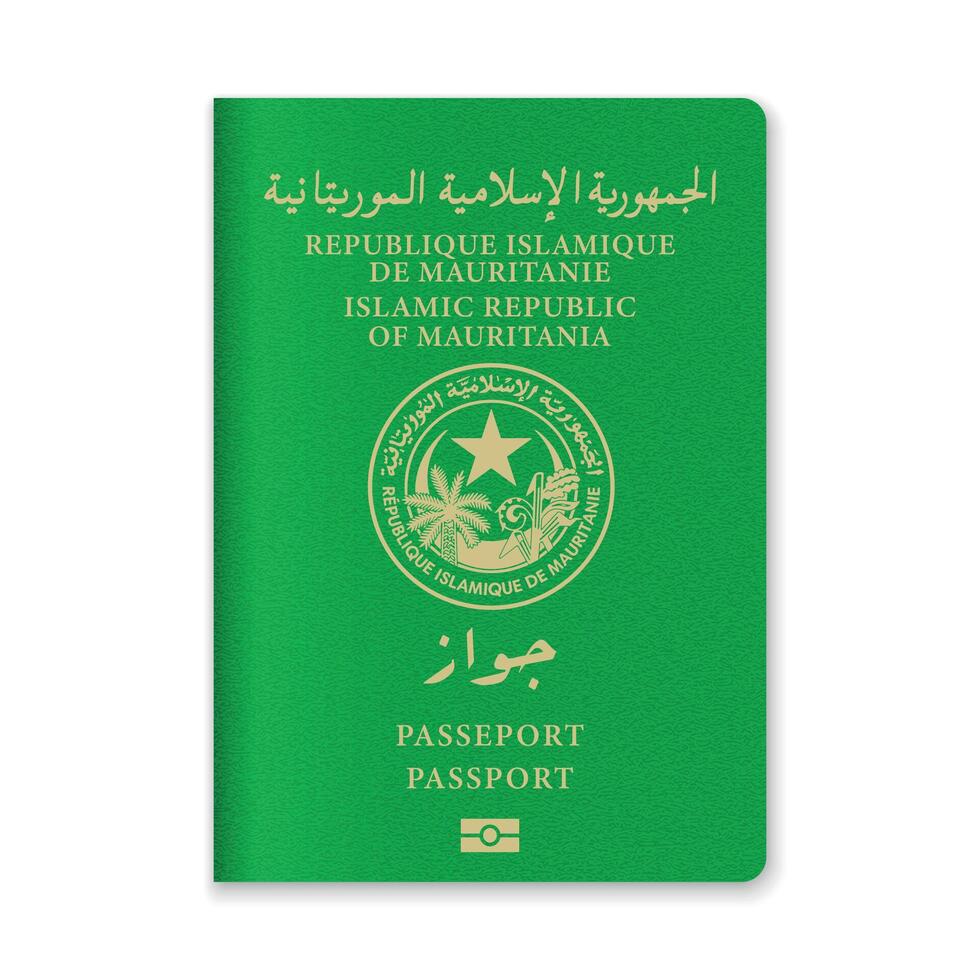 Mauritania Passport Cover with Gold Emblem and Text vector