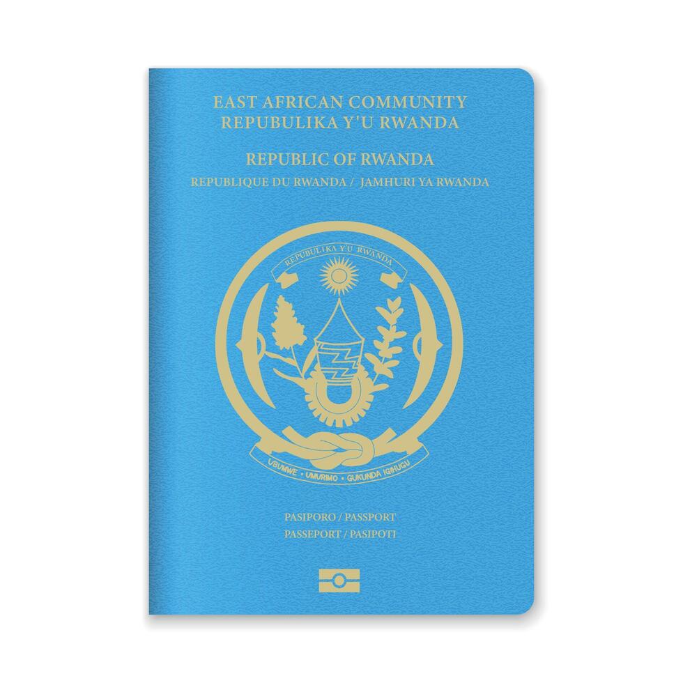 Rwanda Passport Cover with Gold Emblem and Text vector