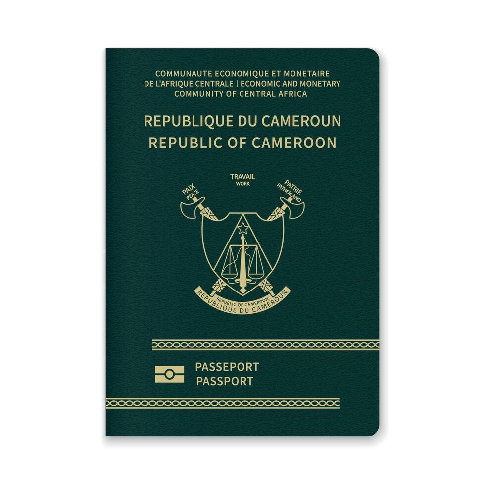 Cameroon Passport Cover with Gold Emblem and Text vector