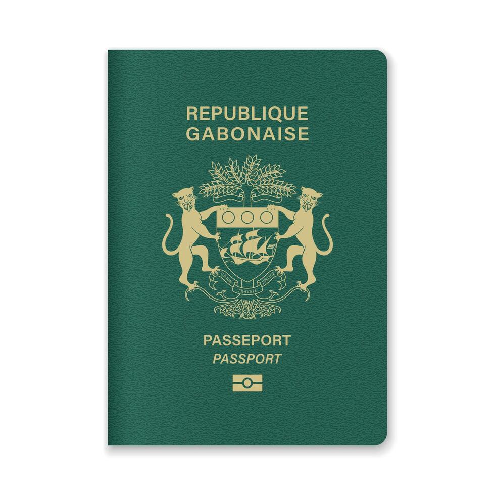 Gabon Passport Cover with Gold Emblem and Text vector