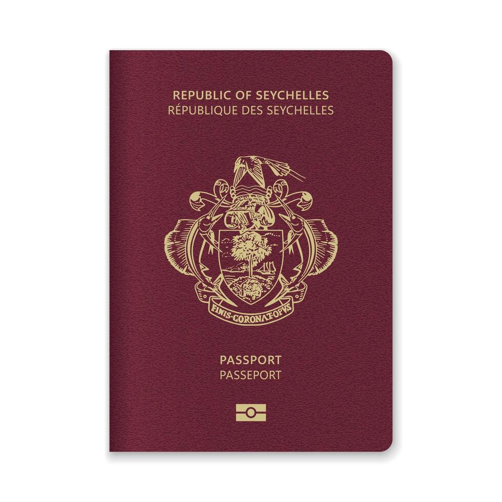 Seychelles Passport Cover with Gold Emblem and Text vector