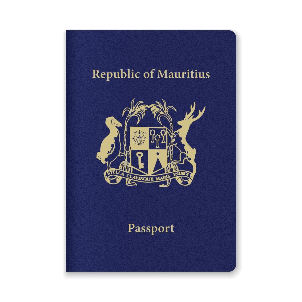 Mauritius Passport Cover with Gold Emblem and Text vector