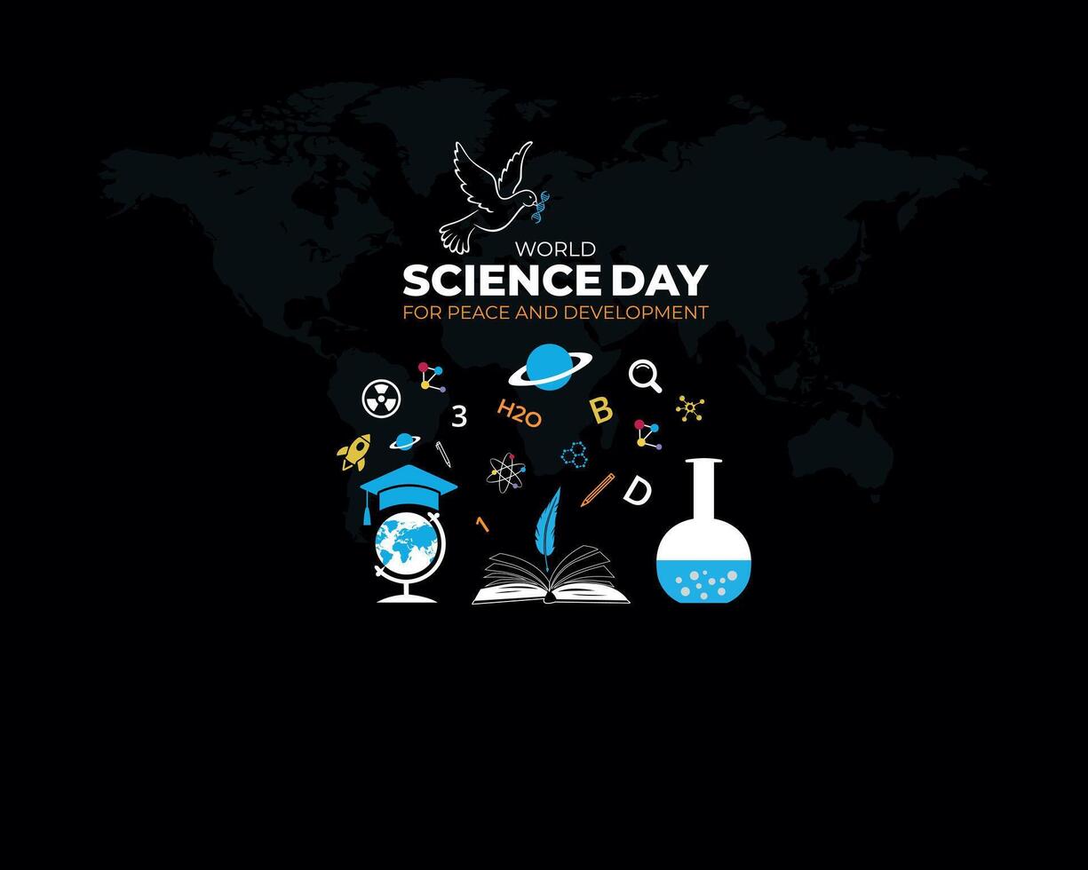 World Science Day for Peace and Development. November 10.Template for background with banner, poster and card. Flat illustration vector