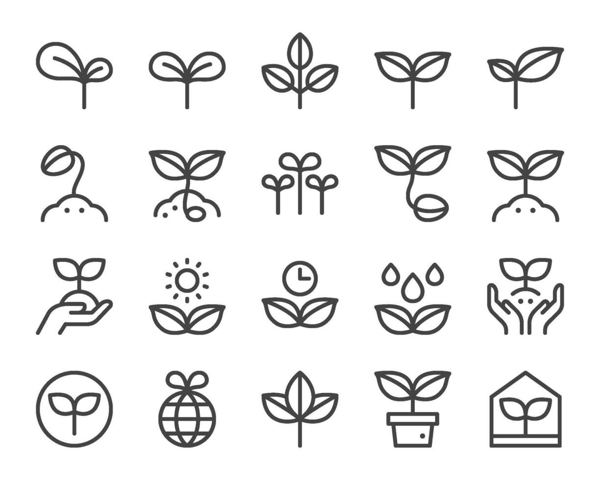 plant line icon set vector