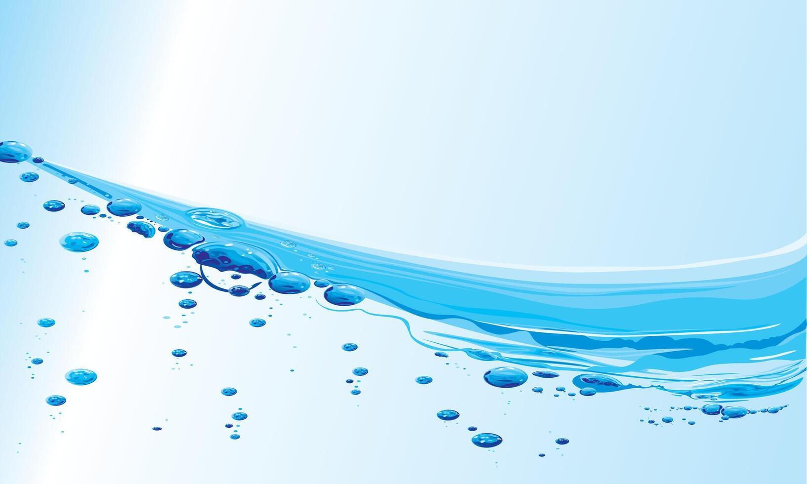 Blue water wave with sparkling bubbles vector