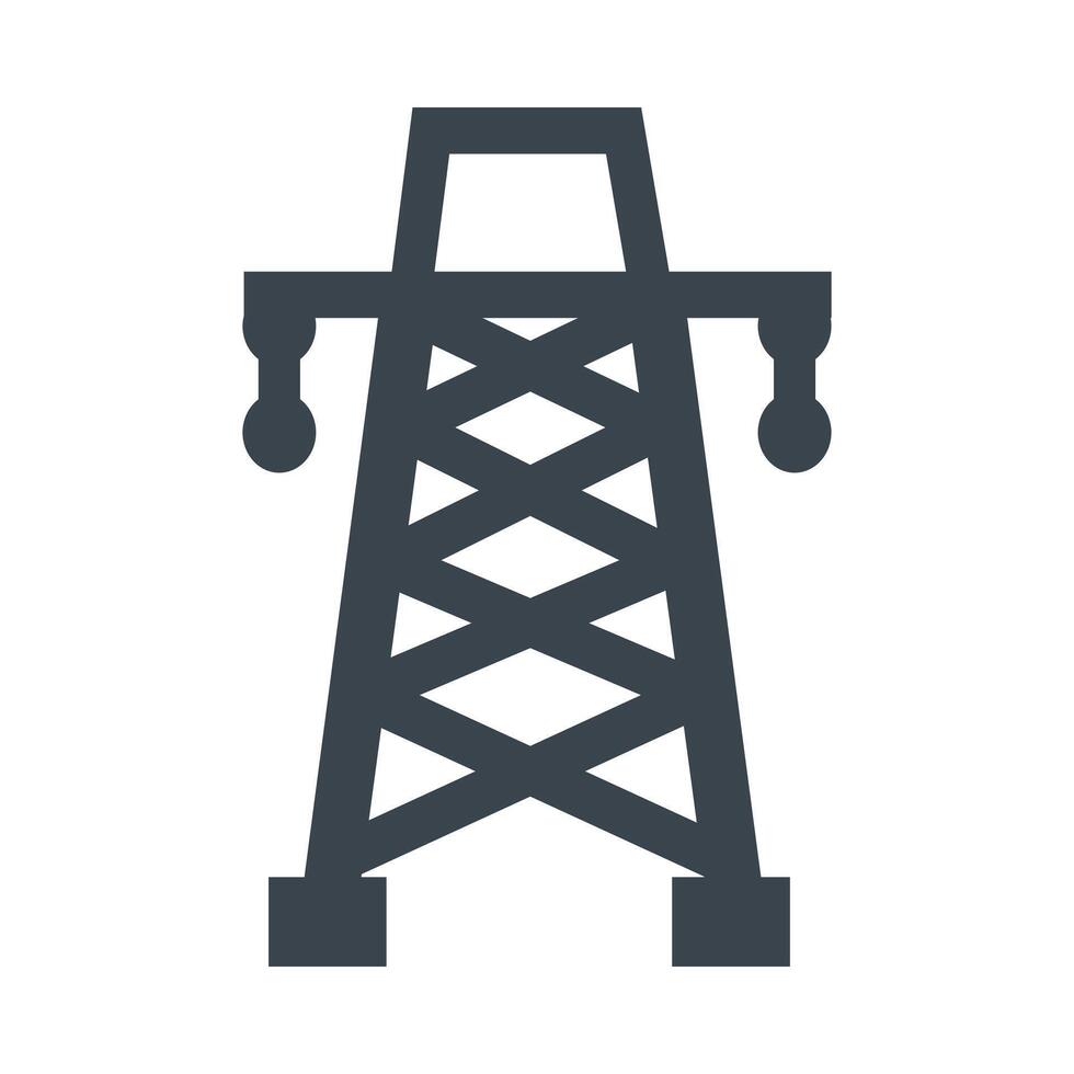 Transmission tower icon, symbolizing power distribution and electrical engineering. Ideal for energy, infrastructure, and utility themes vector