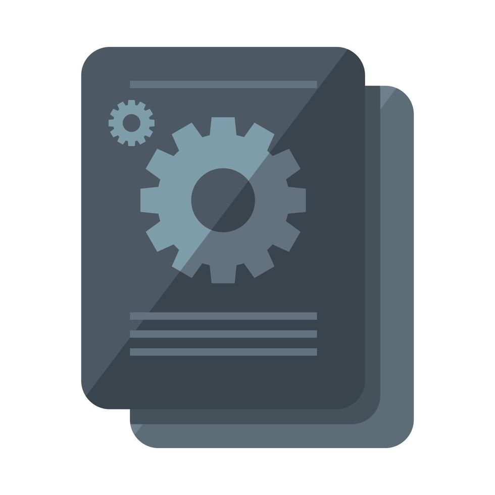 Document with a gear, symbolizing settings, configuration, or technical documentation. Ideal for tech, software, and IT themes. vector