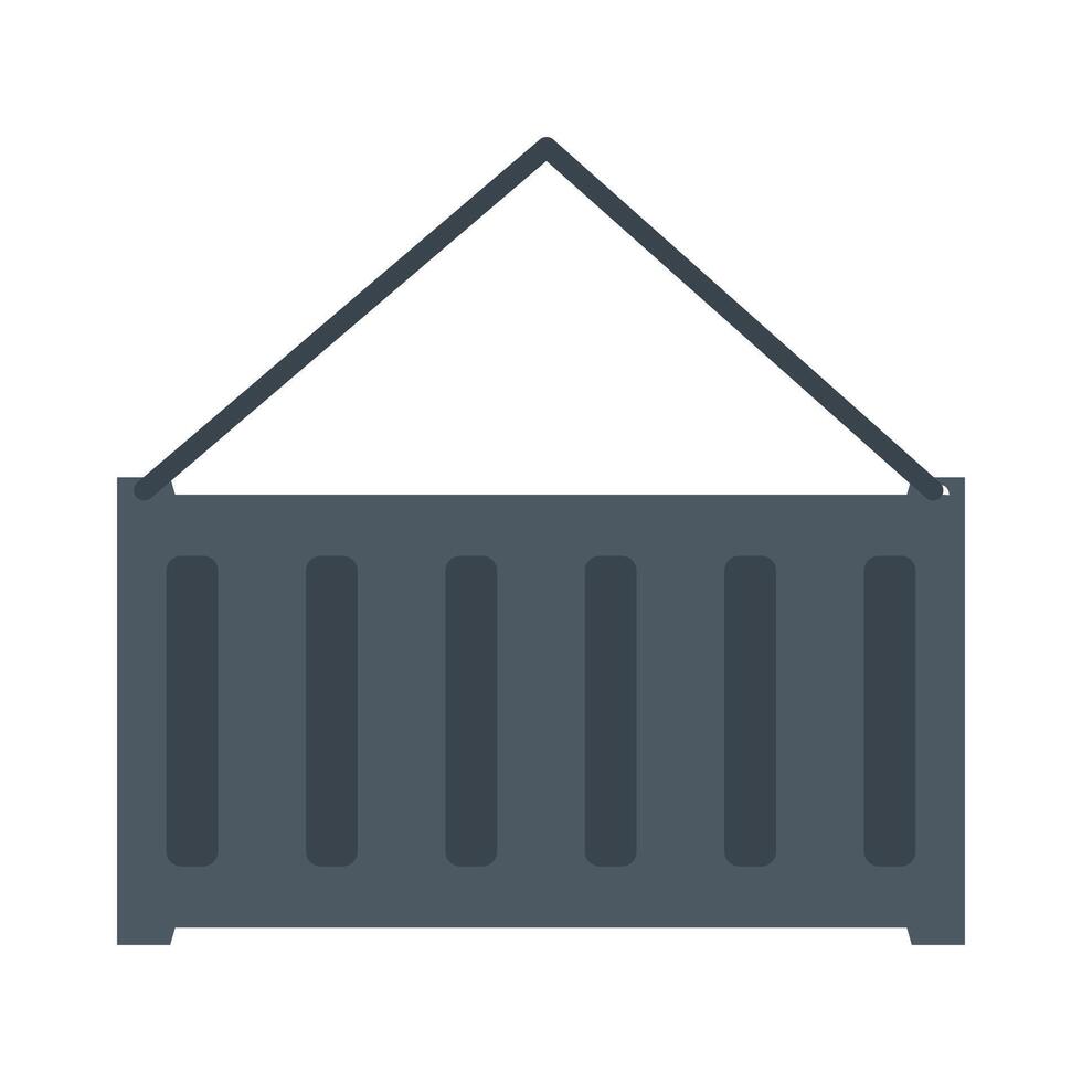Container or cargo bin with vertical lines and a closed top. Storage and transport flat design. Ideal for logistics, shipping, and warehouse themes. vector