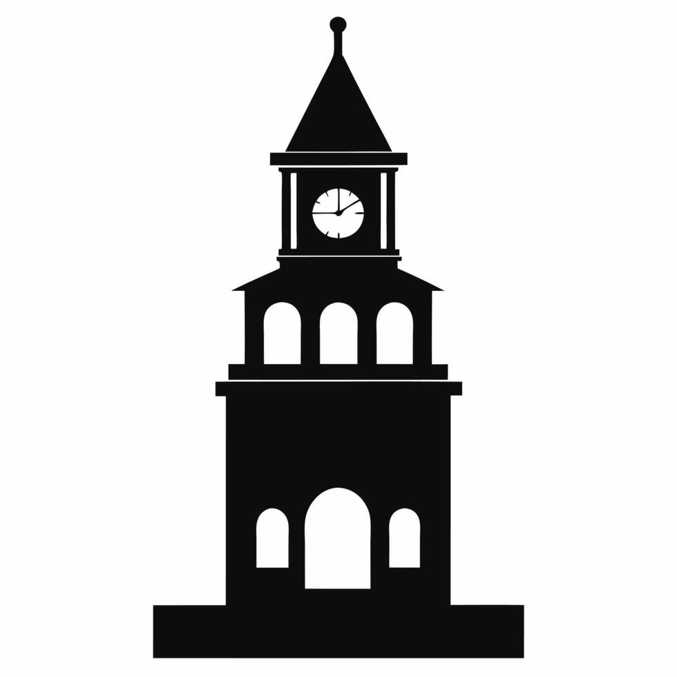Clock tower silhouette illustration vector