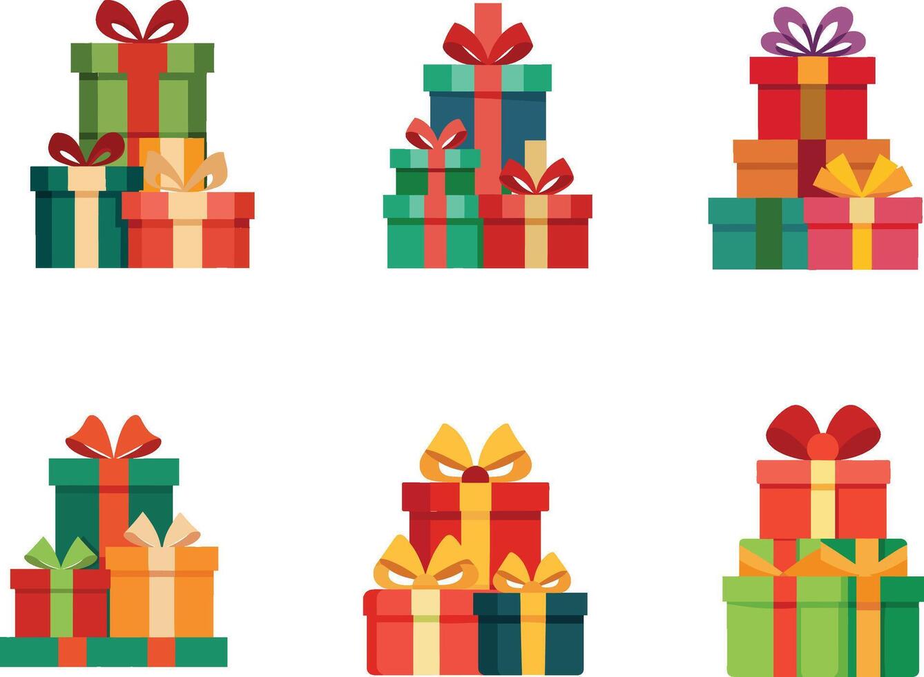 A set of Christmas gift box illustration vector