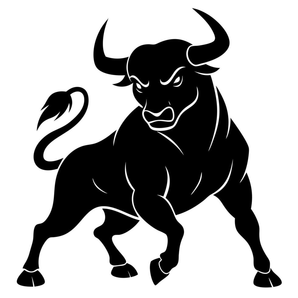 Angry Bull fighting game silhouette illustration vector
