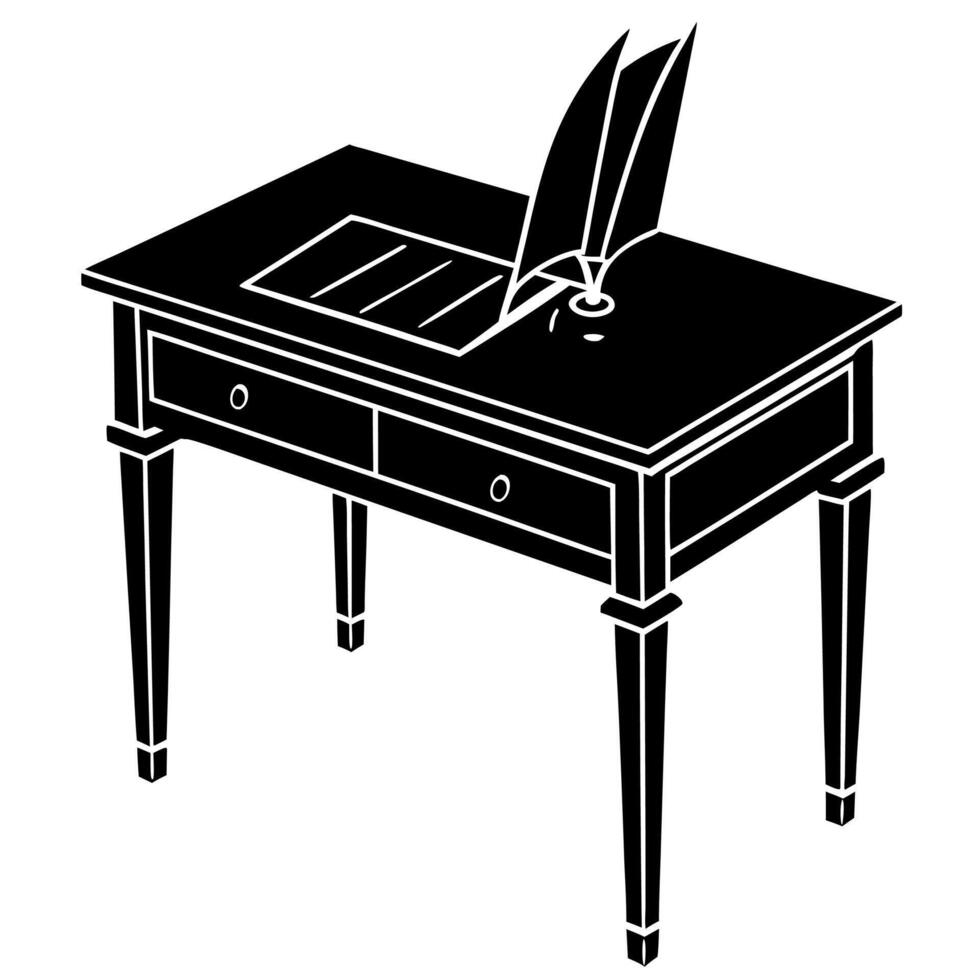 Writing desk silhouette illustration vector