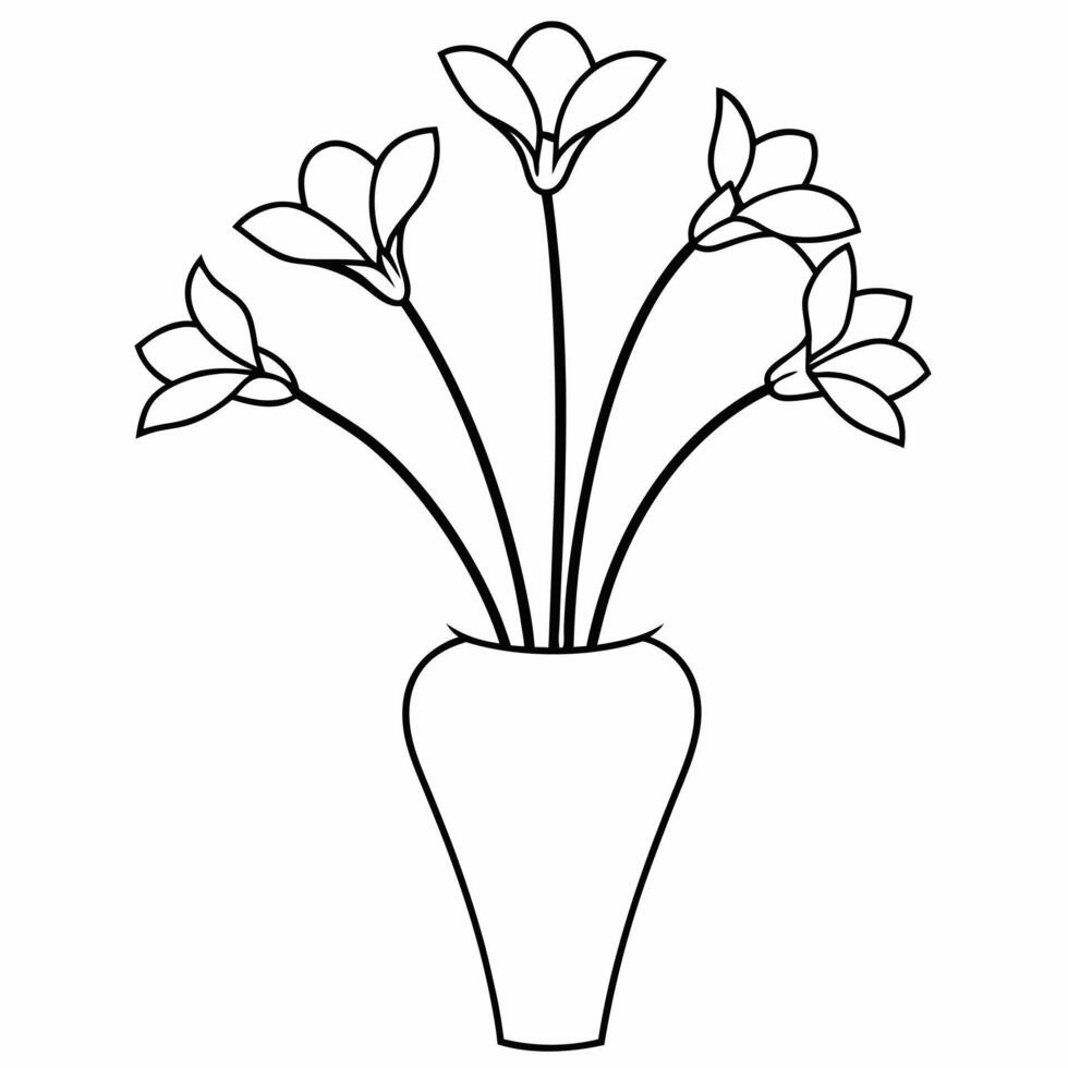 Line art coloring pages flower on a vase illustration vector