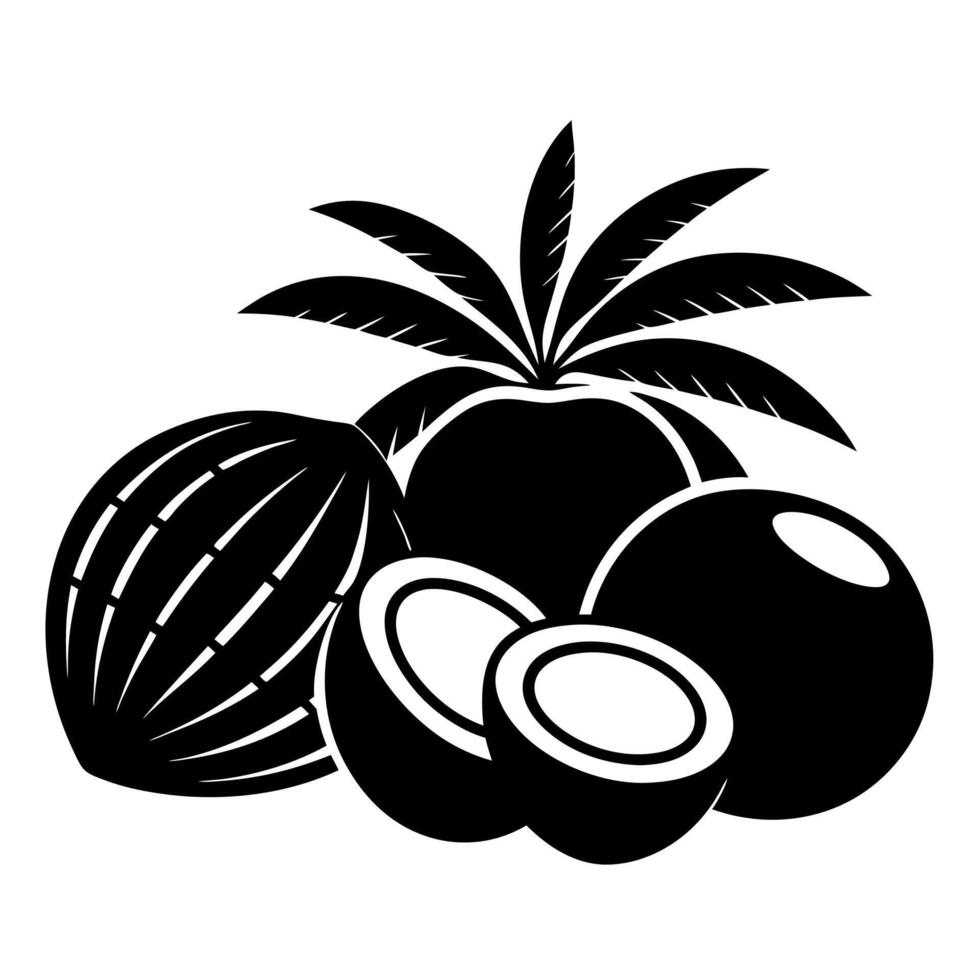 Tropical fruits silhouette illustration vector
