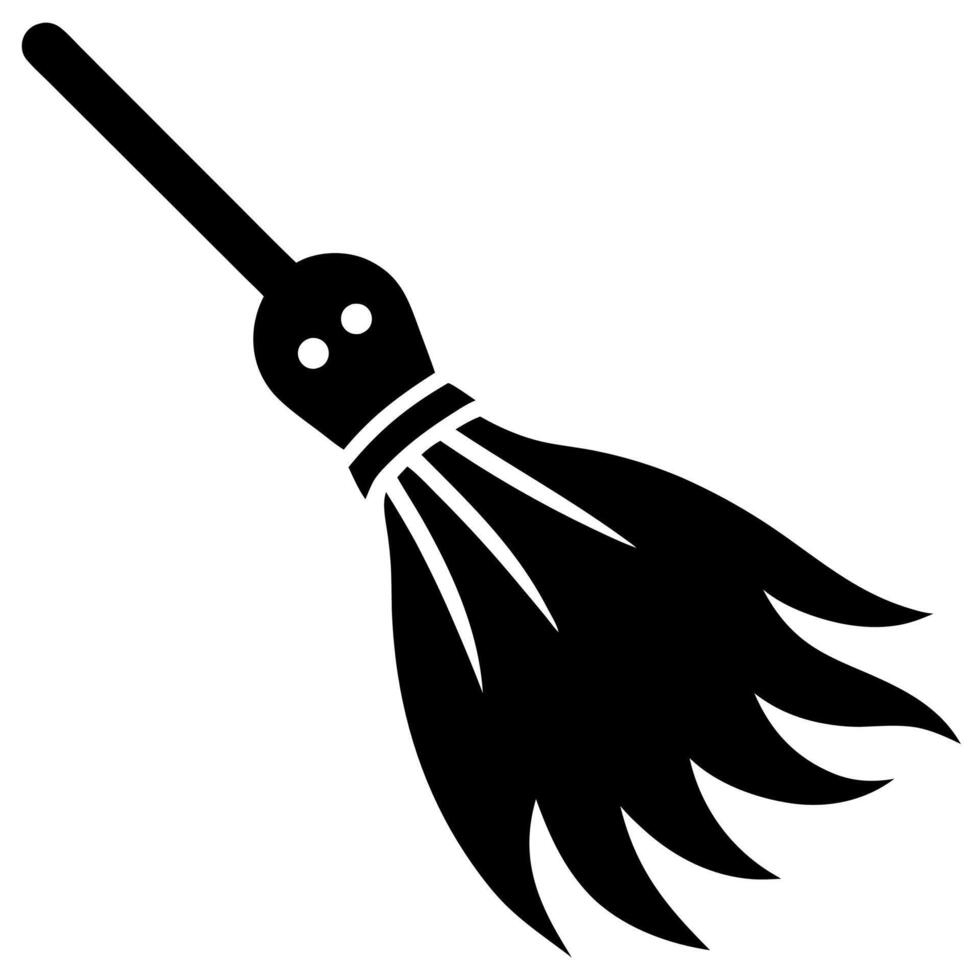 Witch broom ghost icon silhouette illustration vector