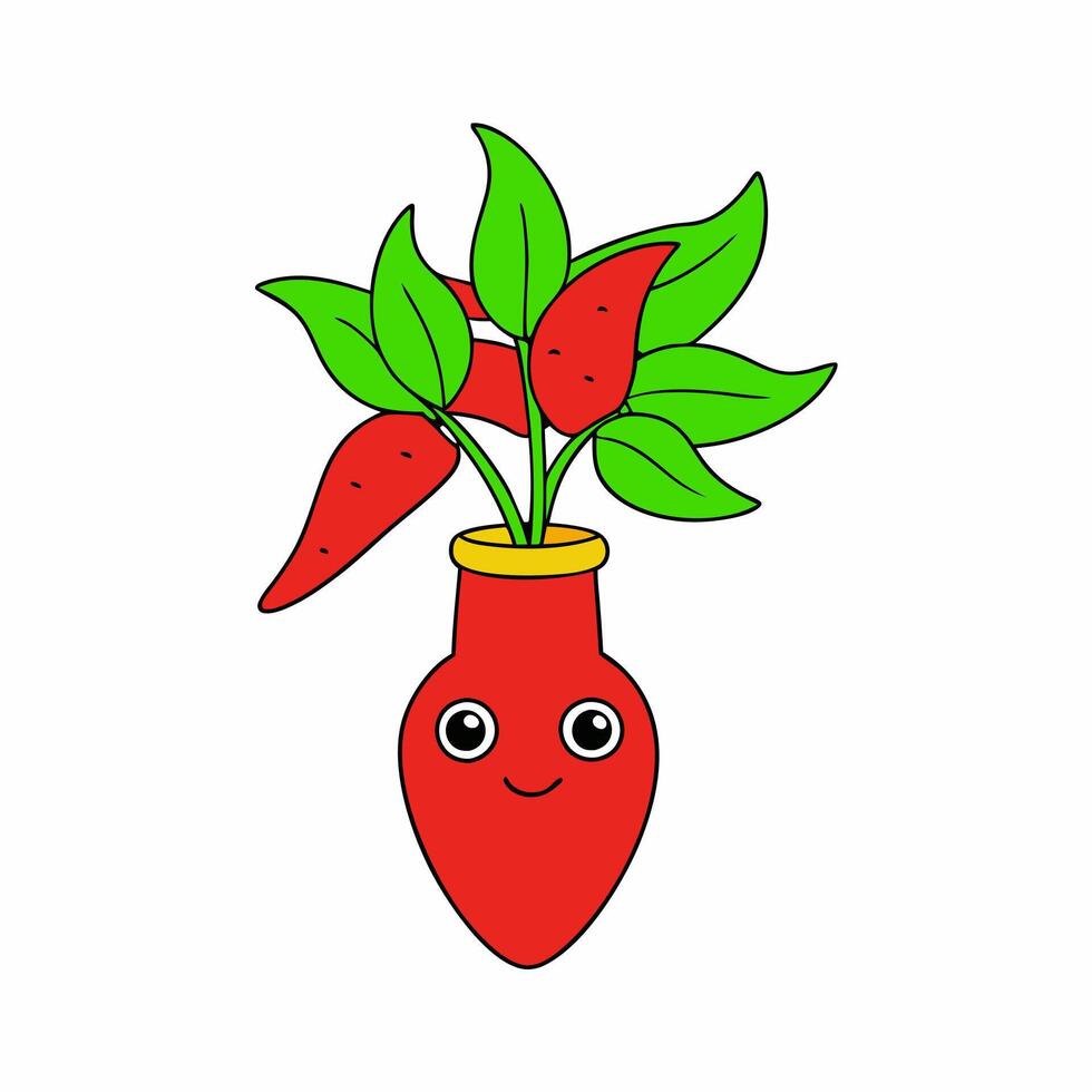Chili tree on a beautiful vase illustration vector