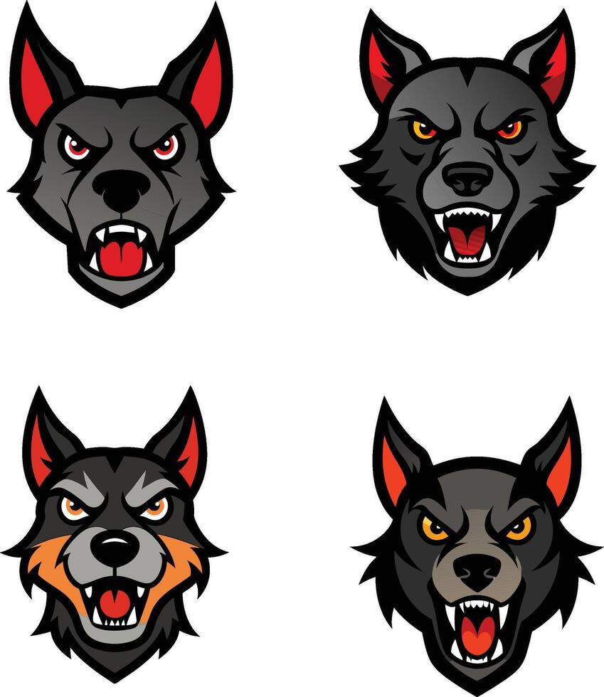 Angry Dog head illustration vector