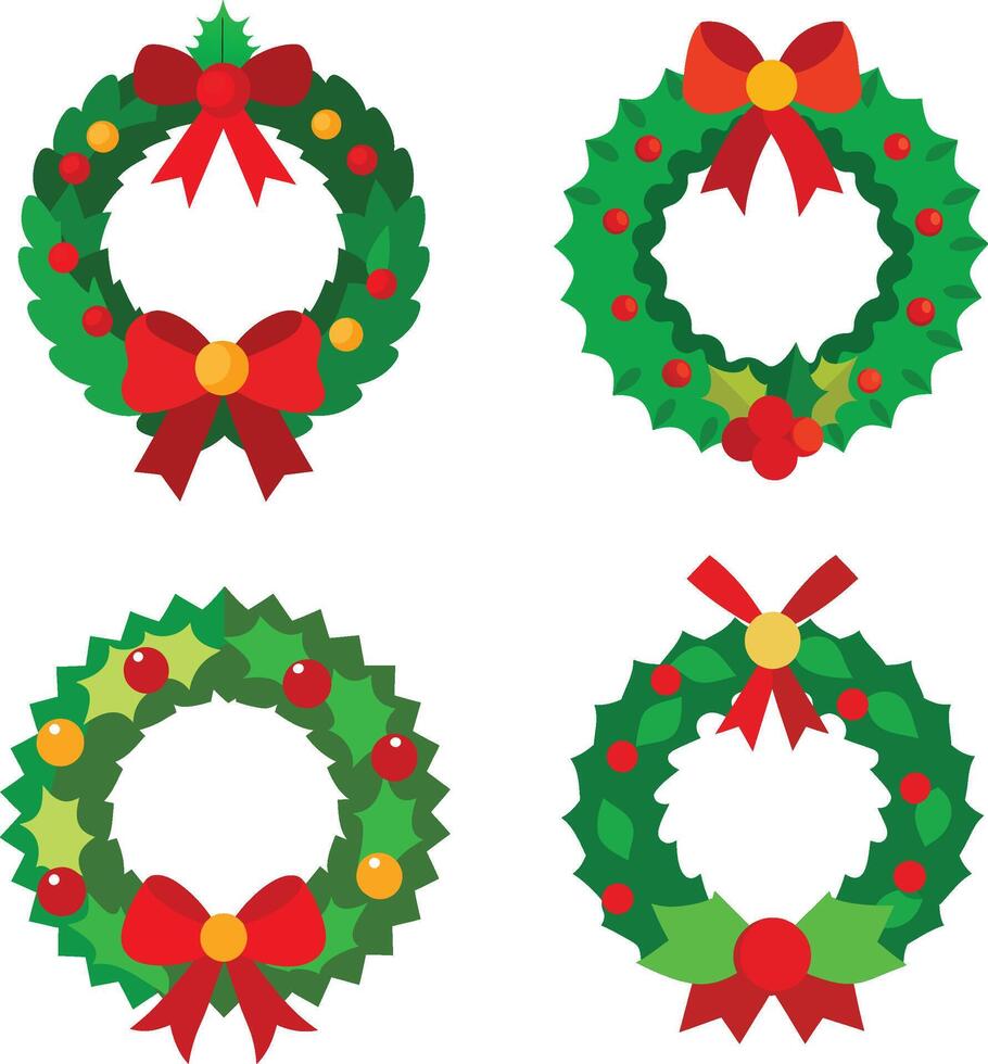 A Christmas wreath made of holly pinecones illustration vector